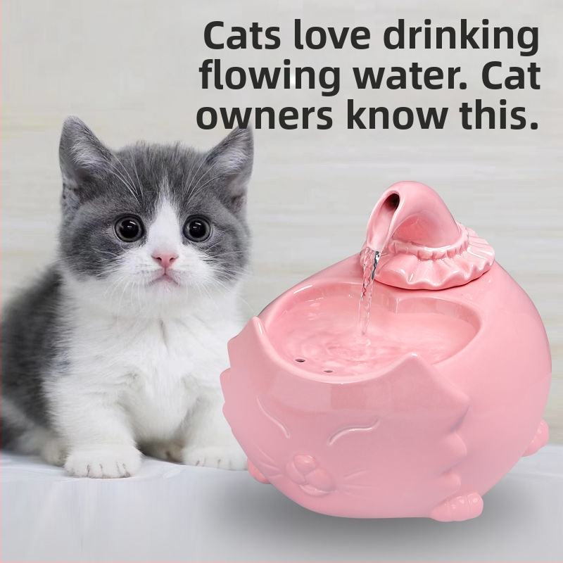 Keramická automatická fontána na pitie pre mačky s cirkulujúcou vodou, napájaná cez USB, nerozobrateľná