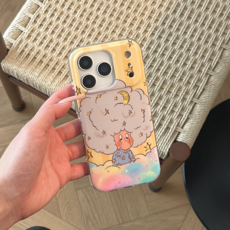 Kryt na iPhone 17 Pro Max - motív tmavého mraku so hviezdou, gravírovaný obraz, PC materiál, protišmykový, odvádzanie tepla, ochrana proti pádu