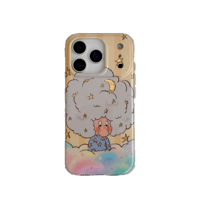 Kryt na iPhone 17 Pro Max - motív tmavého mraku so hviezdou, gravírovaný obraz, PC materiál, protišmykový, odvádzanie tepla, ochrana proti pádu