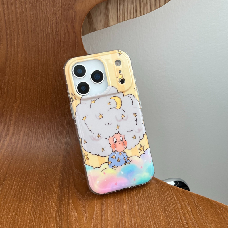 Kryt na iPhone 17 Pro Max - motív tmavého mraku so hviezdou, gravírovaný obraz, PC materiál, protišmykový, odvádzanie tepla, ochrana proti pádu