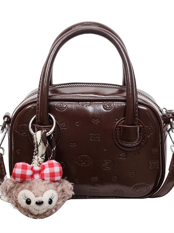 Ženska crossbody torbica s teksturiranim dizajnom – horizontalni kvadratni oblik, PU materijal, poliesterna podstava, zatvarač, jedna naramenica