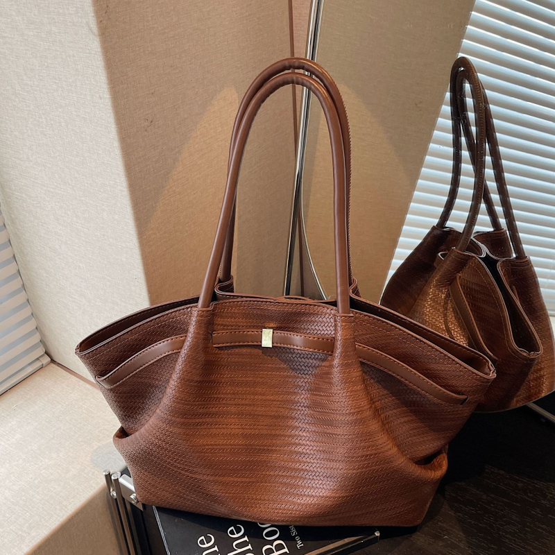 Γυναικεία τσάντα ώμου από PU με οριζόντιο τετράγωνο σχήμα, μαγνητικό κλείσιμο και τσέπη με φερμουάρ