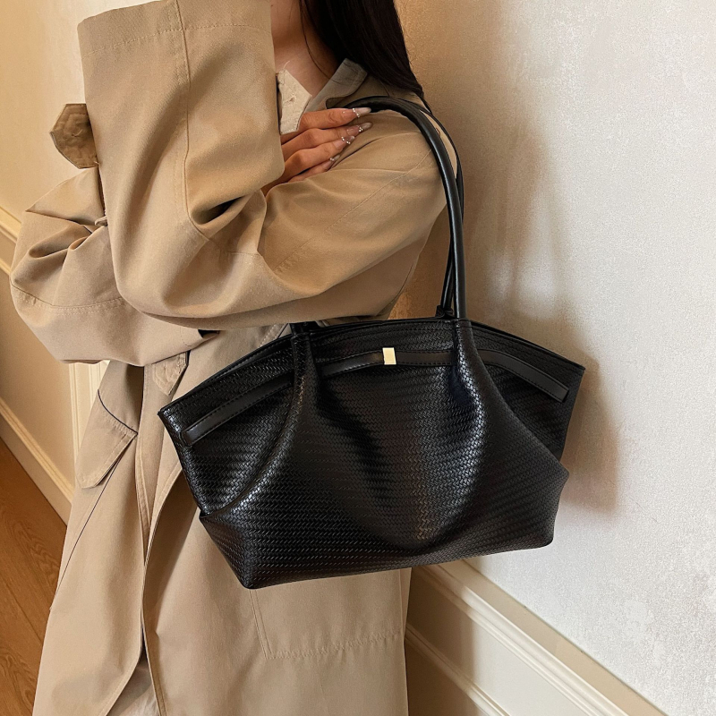 Γυναικεία τσάντα ώμου από PU με οριζόντιο τετράγωνο σχήμα, μαγνητικό κλείσιμο και τσέπη με φερμουάρ