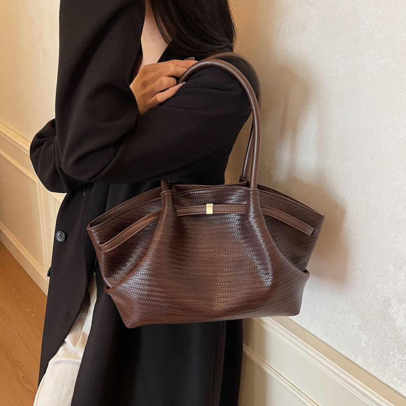 Γυναικεία τσάντα ώμου από PU με οριζόντιο τετράγωνο σχήμα, μαγνητικό κλείσιμο και τσέπη με φερμουάρ