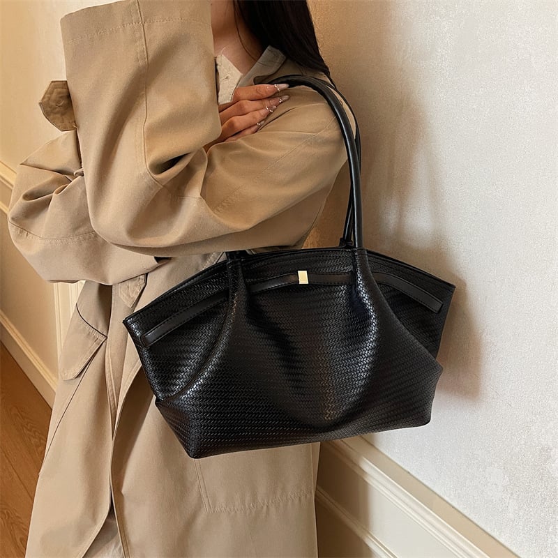 Γυναικεία τσάντα ώμου από PU με οριζόντιο τετράγωνο σχήμα, μαγνητικό κλείσιμο και τσέπη με φερμουάρ