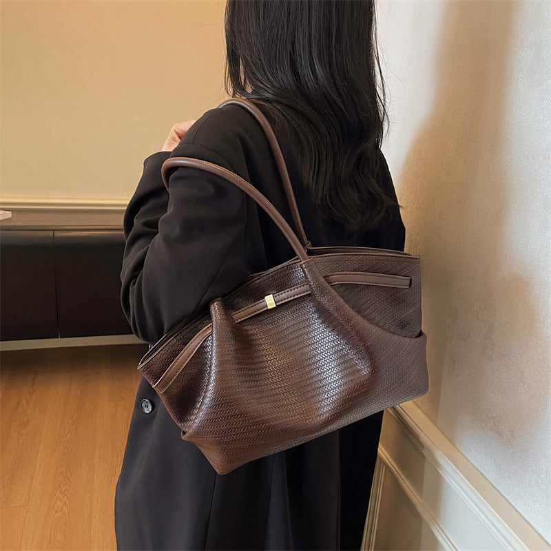 Γυναικεία τσάντα ώμου από PU με οριζόντιο τετράγωνο σχήμα, μαγνητικό κλείσιμο και τσέπη με φερμουάρ