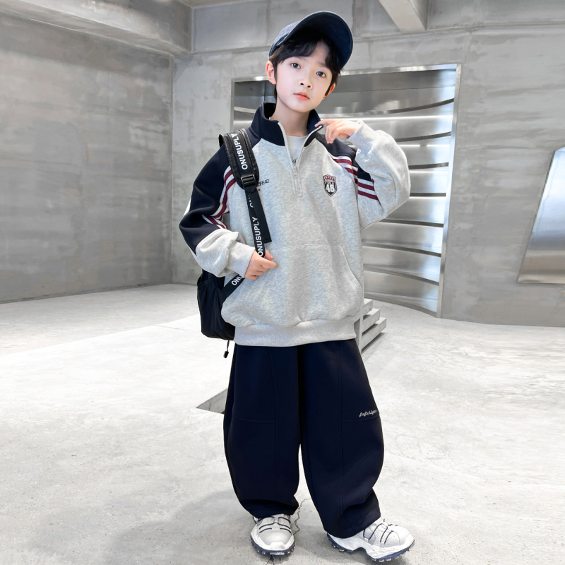 Muški casual set: hoodie s kapuljom i hlače, pamukova smjesa 70% pamuka, dugi hlače, za djecu 8+ godina, jesen 2025