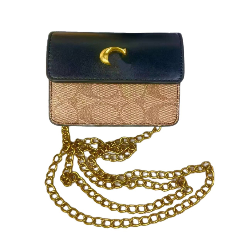 Crossbody torba s C‑kopčom i lancem, mala kvadratna forma, PU materijal, zatvaranje poklopcem, unutarnja džepić za mobitel, jednostruka naramenica