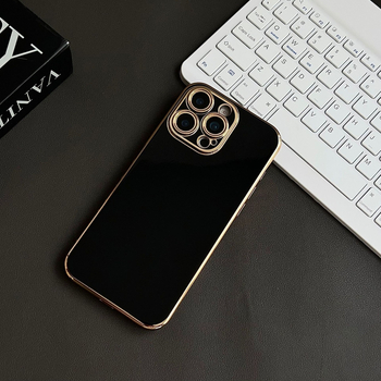 Premium elektroplater PC tvrdi kućište s zlatnim rubom i preciznim otvorima za iPhone 16 Pro Max (kompatibilno s iPhone 15 Pro) – otporan na padove