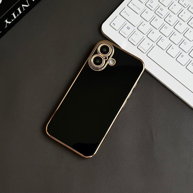 Premium elektroplater PC tvrdi kućište s zlatnim rubom i preciznim otvorima za iPhone 16 Pro Max (kompatibilno s iPhone 15 Pro) – otporan na padove
