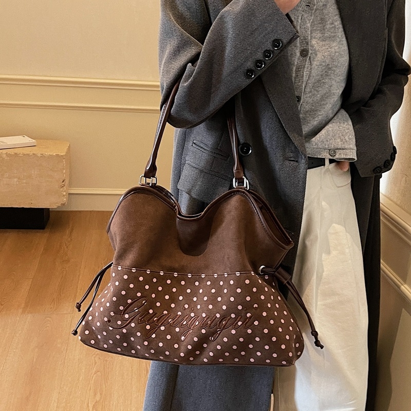 Κορεατικό ρετρό λεοπάρ σουέτ Τσάντα Tote με διπλές λαβές, κλείσιμο με φερμουάρ, εσωτερική τσέπη με φερμουάρ, οριζόντιο τετράγωνο σχήμα