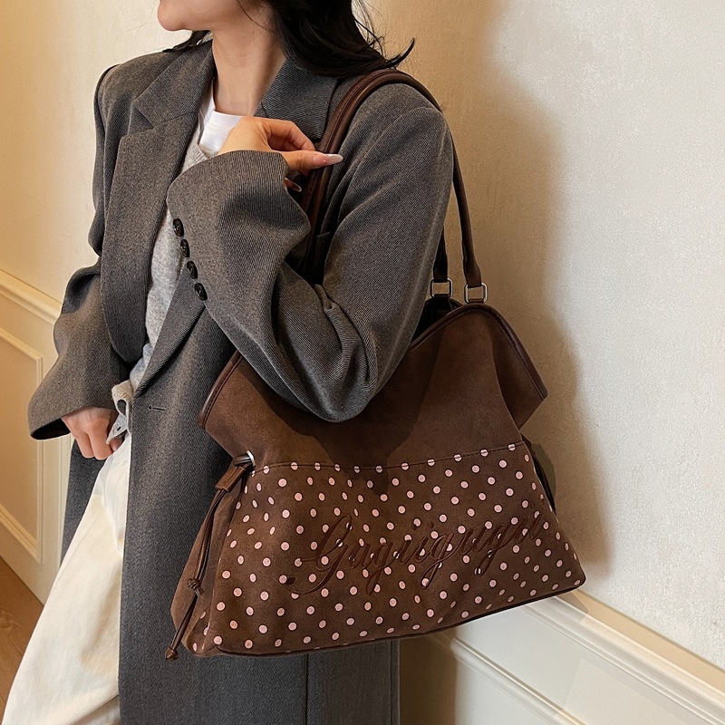 Κορεατικό ρετρό λεοπάρ σουέτ Τσάντα Tote με διπλές λαβές, κλείσιμο με φερμουάρ, εσωτερική τσέπη με φερμουάρ, οριζόντιο τετράγωνο σχήμα