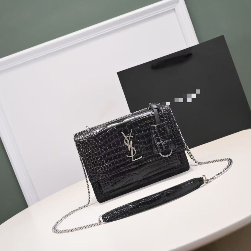 Mini četvrtasta kožna torbica preko ramena s uzorkom krokodila, magnetsko zatvaranje, unutarnji džep na zip