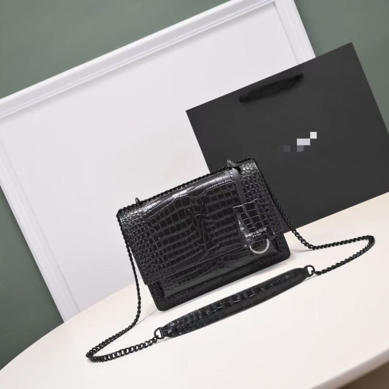 Mini četvrtasta kožna torbica preko ramena s uzorkom krokodila, magnetsko zatvaranje, unutarnji džep na zip