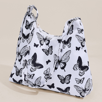 Τσάντα ώμου, σε αστικό μινιμαλιστικό στυλ από νάιλον, σχήματος dumpling, με φερμουάρ και εσωτερικό θήκη