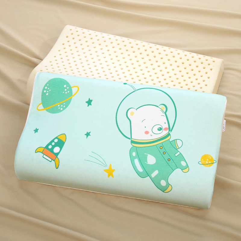 Детска латексова възглавница Kadoubei — естествен латекс, съдържание латекс повече от 90%, ядро: 100% памук, форма: правоъгълник