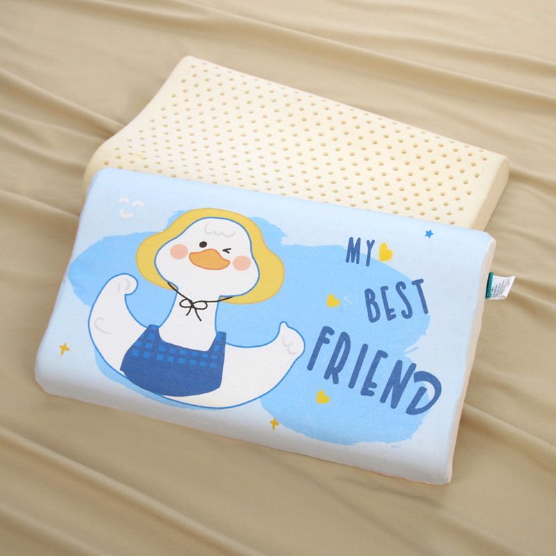 Детска латексова възглавница Kadoubei — естествен латекс, съдържание латекс повече от 90%, ядро: 100% памук, форма: правоъгълник