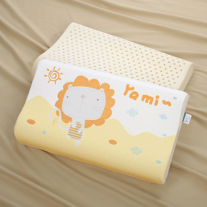 Детска латексова възглавница Kadoubei — естествен латекс, съдържание латекс повече от 90%, ядро: 100% памук, форма: правоъгълник