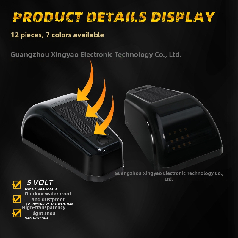 Solárne svetlo pre kabínový markér na streche – 12 LED, 5W, 12V, 500 lm, ABS