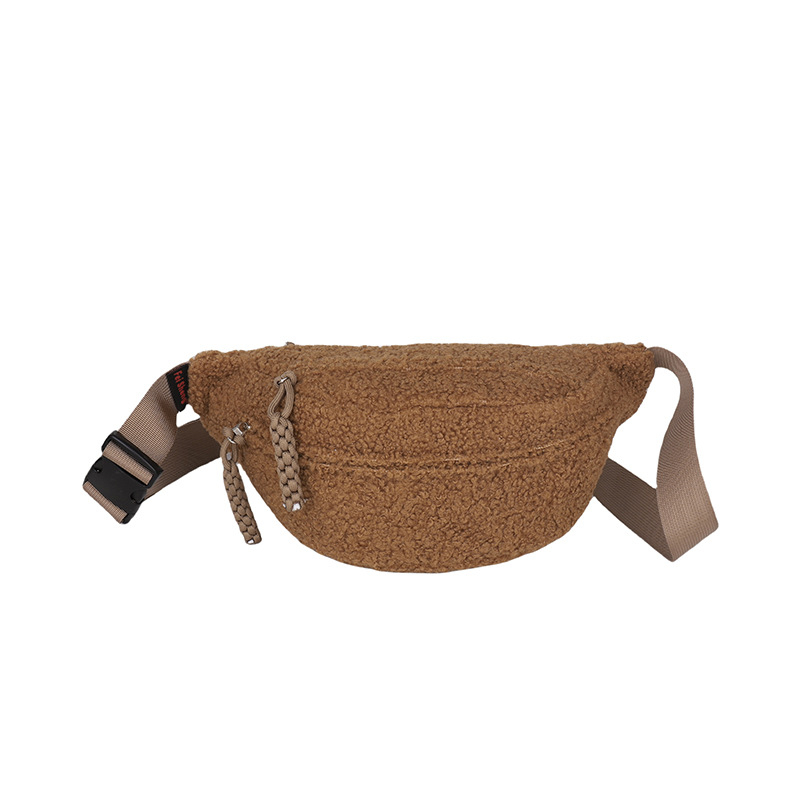 Crossbody torba s uličnim stilom, pliš materijal, zatvarač, džep za telefon, 3D strukturirani vanjski dizajn