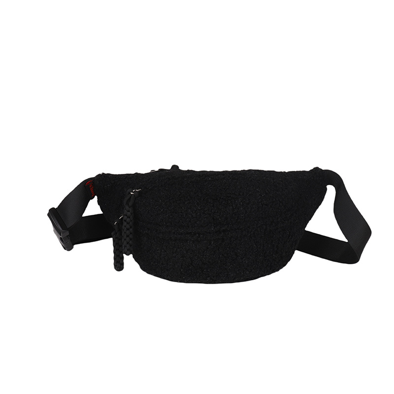 Crossbody torba s uličnim stilom, pliš materijal, zatvarač, džep za telefon, 3D strukturirani vanjski dizajn