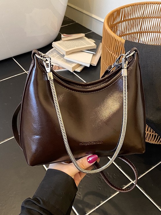 Geantă de umăr pentru femei, Dumpling, PU, închidere cu fermoar, cu capac, buzunare interne pentru telefon și cameră