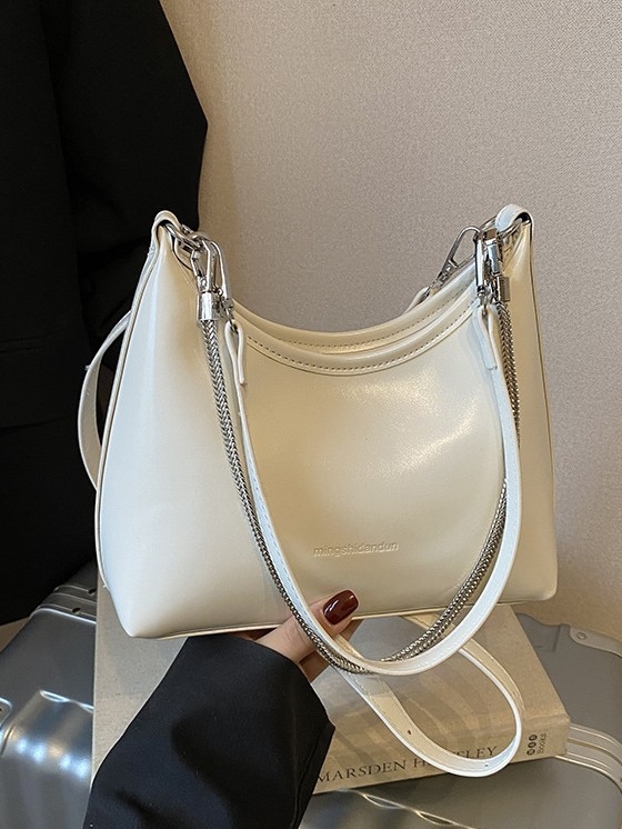 Geantă de umăr pentru femei, Dumpling, PU, închidere cu fermoar, cu capac, buzunare interne pentru telefon și cameră