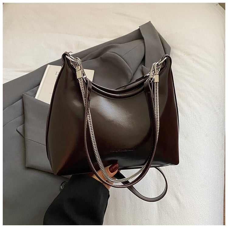 Geantă de umăr pentru femei, Dumpling, PU, închidere cu fermoar, cu capac, buzunare interne pentru telefon și cameră