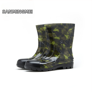 Cizmă de ploaie pentru bărbați, până la gambe, impermeabilă, antiderapante, rezistente la uzură, model camuflaj