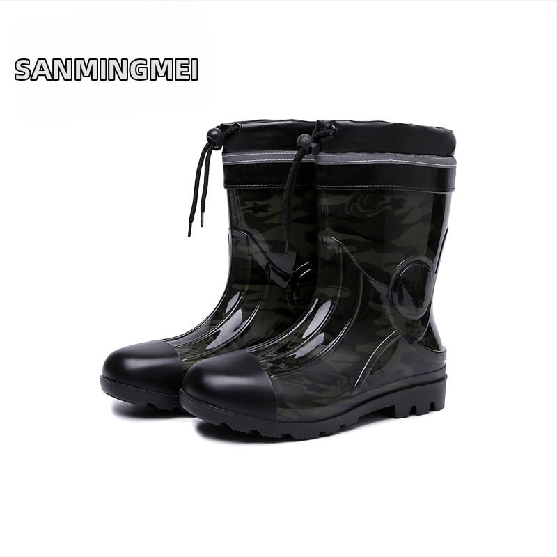 Cizmă de ploaie pentru bărbați, până la gambe, impermeabilă, antiderapante, rezistente la uzură, model camuflaj