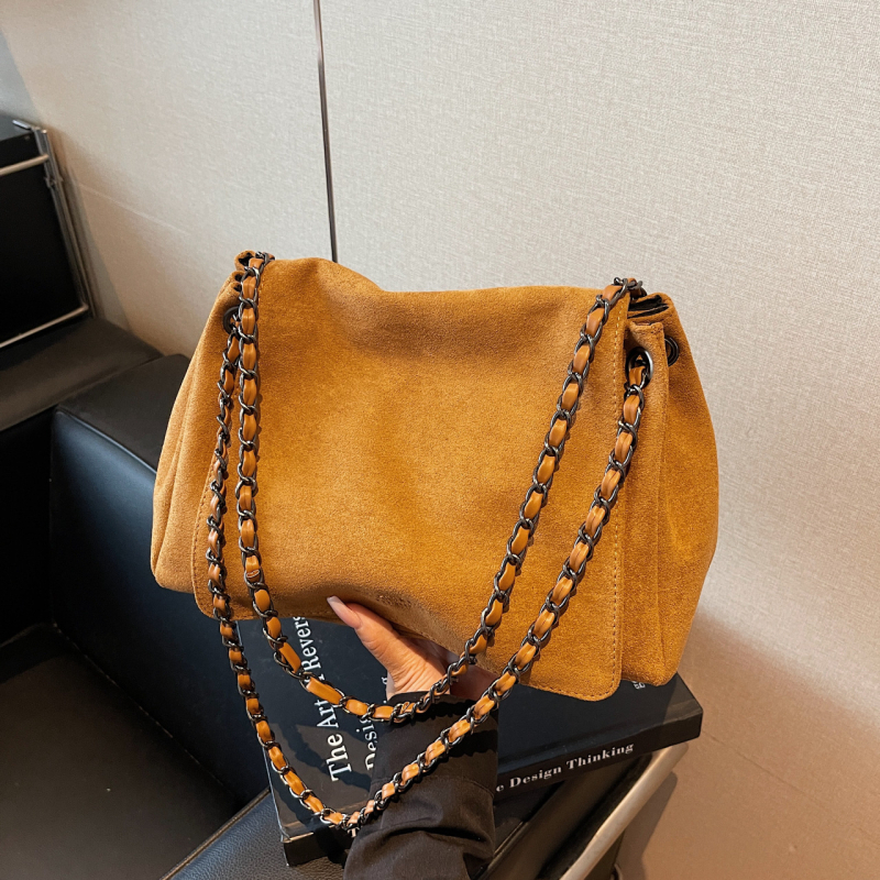 Τσάντα crossbody από σουέντ - αστικός μινιμαλιστικός στιλ; άνοιγμα με καπάκι; κρυφή τσέπη με φερμουάρ; θήκη για κινητό; επένδυση πολυεστέρα