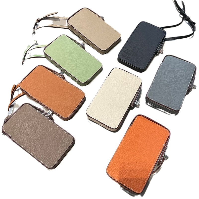 Crossbody torbica za mobitel od prave kože s otiskom dlana, kutijast oblik, zatvaranje zaklopkom