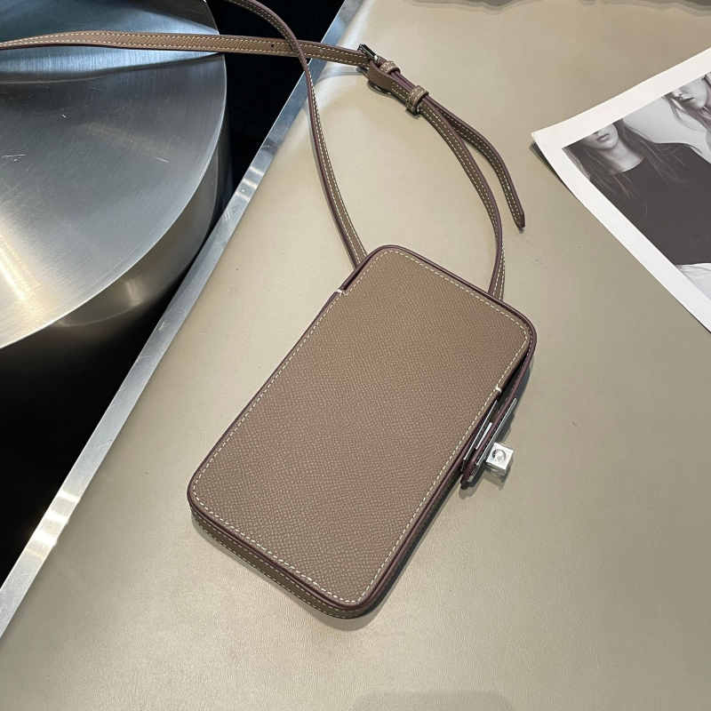 Crossbody torbica za mobitel od prave kože s otiskom dlana, kutijast oblik, zatvaranje zaklopkom