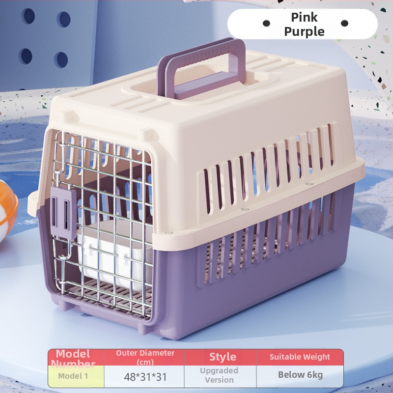 Carrier din plastic pentru animale, 48L, model Cartoon, transport pentru pisici și câini