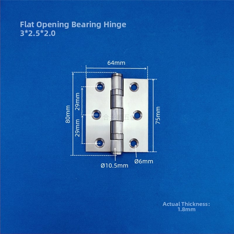 Szekrényajtó zsanér, rozsdamentes acélból, csiszolt felület, lapos nyitású modell, modern minimalista dizájn