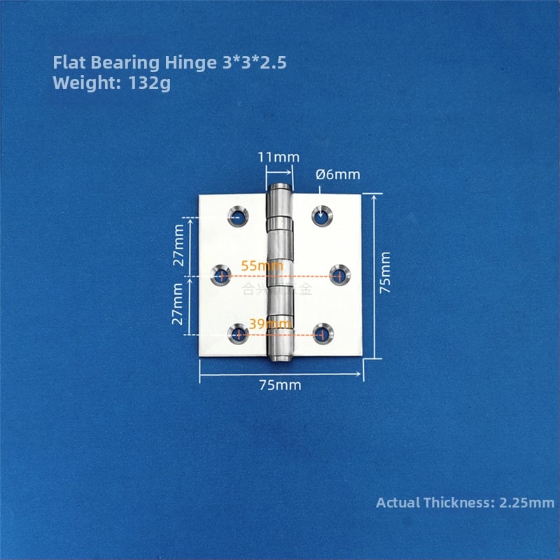 Szekrényajtó zsanér, rozsdamentes acélból, csiszolt felület, lapos nyitású modell, modern minimalista dizájn