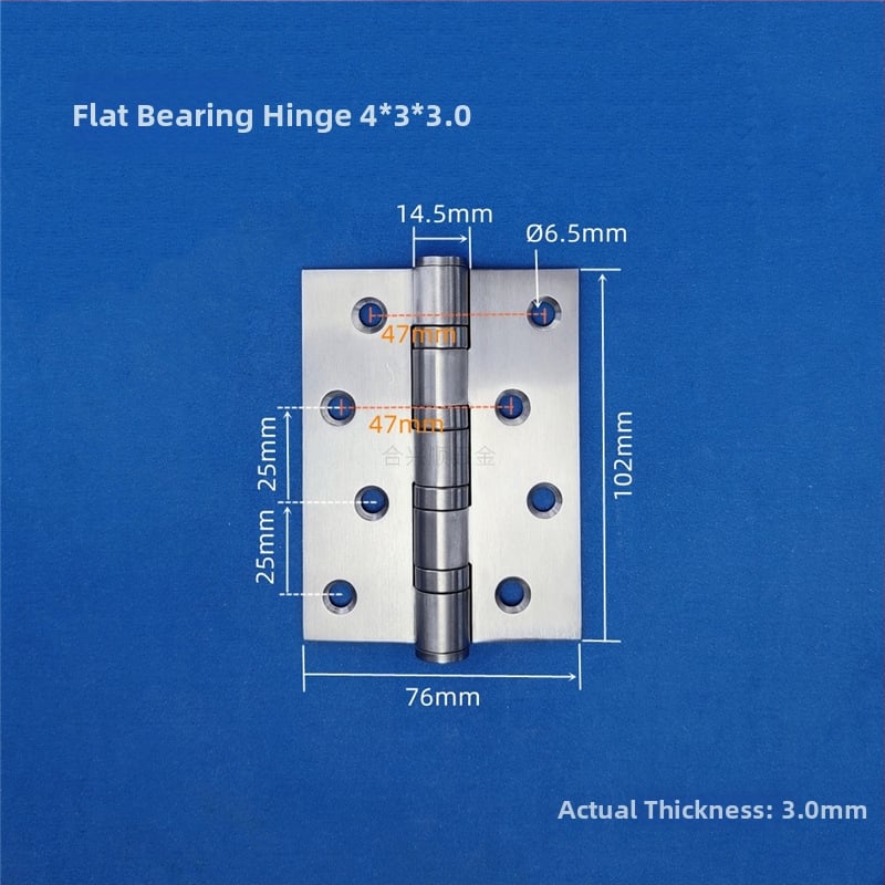 Szekrényajtó zsanér, rozsdamentes acélból, csiszolt felület, lapos nyitású modell, modern minimalista dizájn