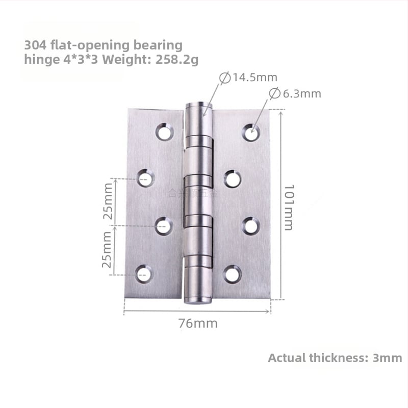 Szekrényajtó zsanér, rozsdamentes acélból, csiszolt felület, lapos nyitású modell, modern minimalista dizájn