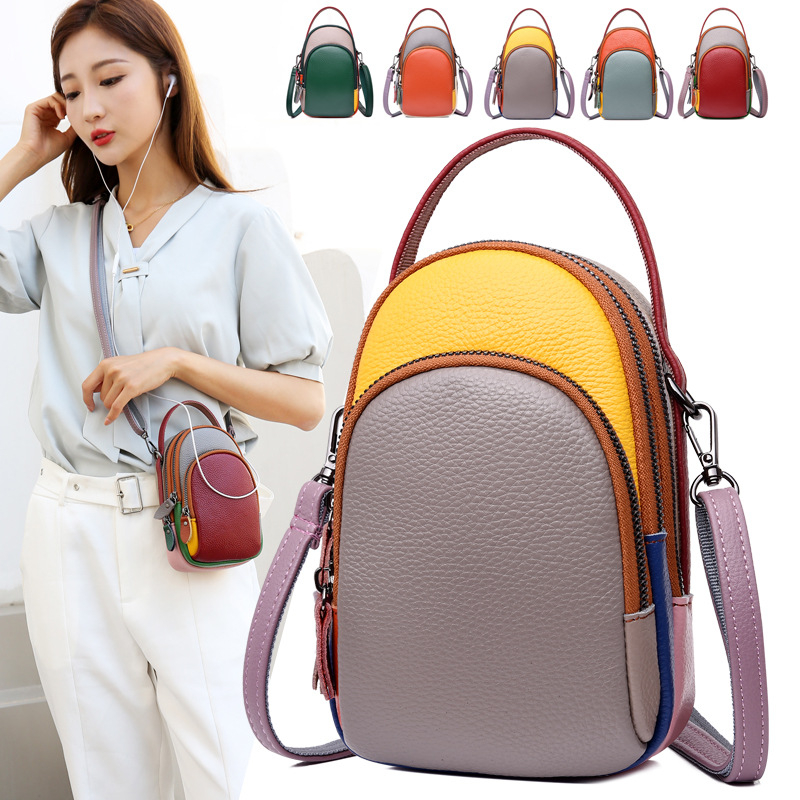 Ženska torba od prave kože, oblik školjke, sa zipom, koža prvog sloja, crossbody
