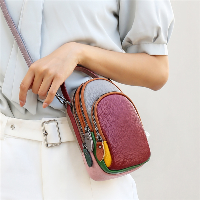 Ženska torba od prave kože, oblik školjke, sa zipom, koža prvog sloja, crossbody