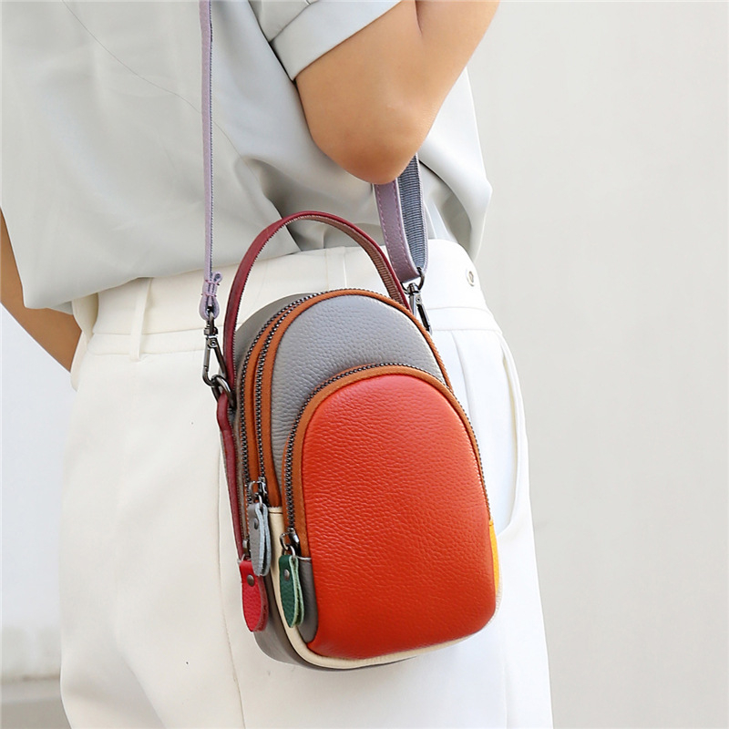 Ženska torba od prave kože, oblik školjke, sa zipom, koža prvog sloja, crossbody