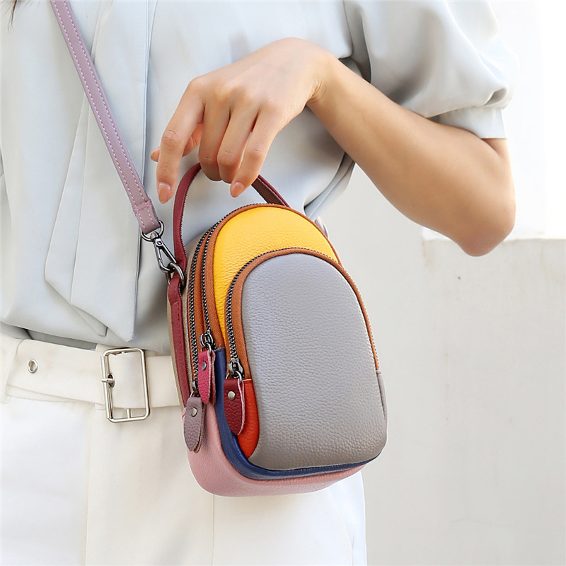 Ženska torba od prave kože, oblik školjke, sa zipom, koža prvog sloja, crossbody