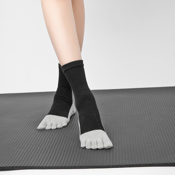 Joga čarape pet prstiju od češanog pamuka, debeli, protuklizne, za pilates, jesen i zimu, srednje dužine