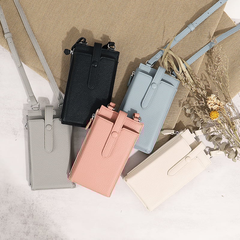 PU-ból készült mobiltelefon-táska cipzárral, függőleges négyzetes forma, női crossbody vállon, városi minimalist stílus