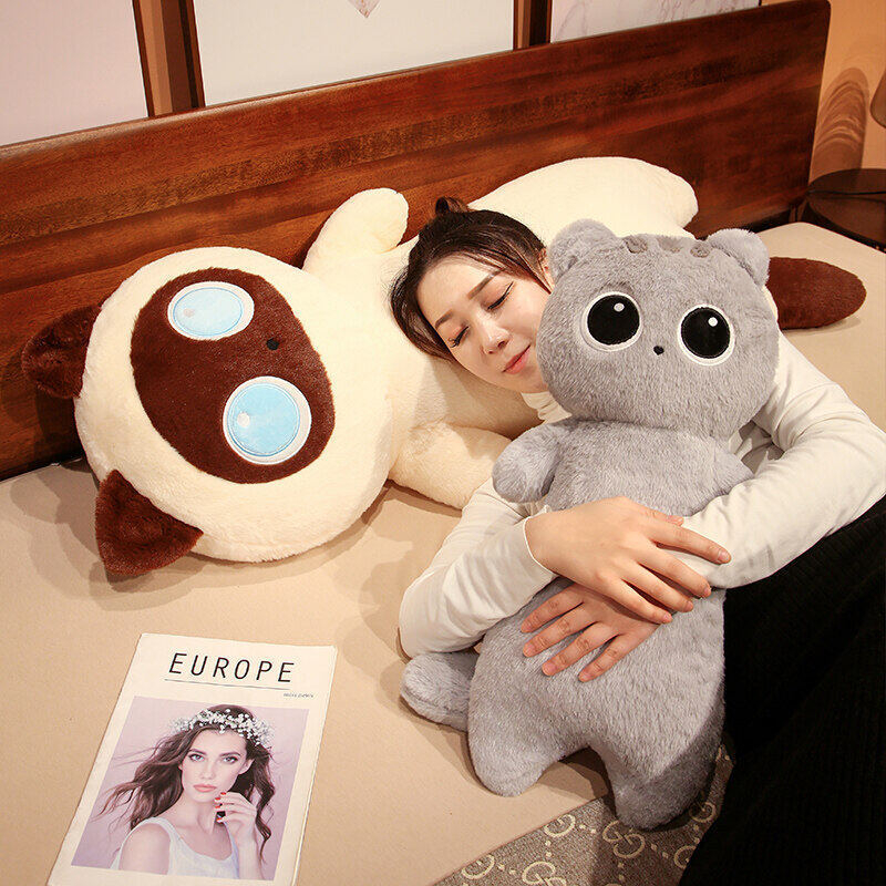 Дълга плюшена възглавница под формата на котка, голяма възглавница за краката в леглото, пълнена с PP памук, персонализирана по чертеж