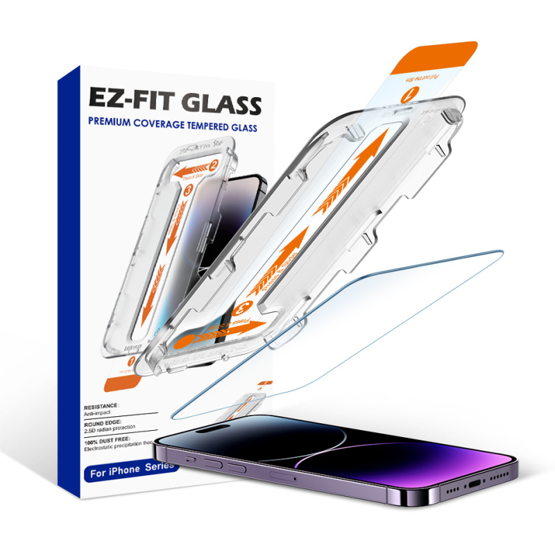 Zaštitni zaštitnik zaslona od kaljenog stakla za iPhone 13–17, HD, otporan na ogrebotine, brzo nanošenje uz paket za uklanjanje prašine