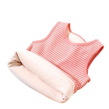 Παιδικό γιλέκο φλίς χωρίς μανίκια – unisex, με ριγέ σχέδιο και παχιά επένδυση φλίς