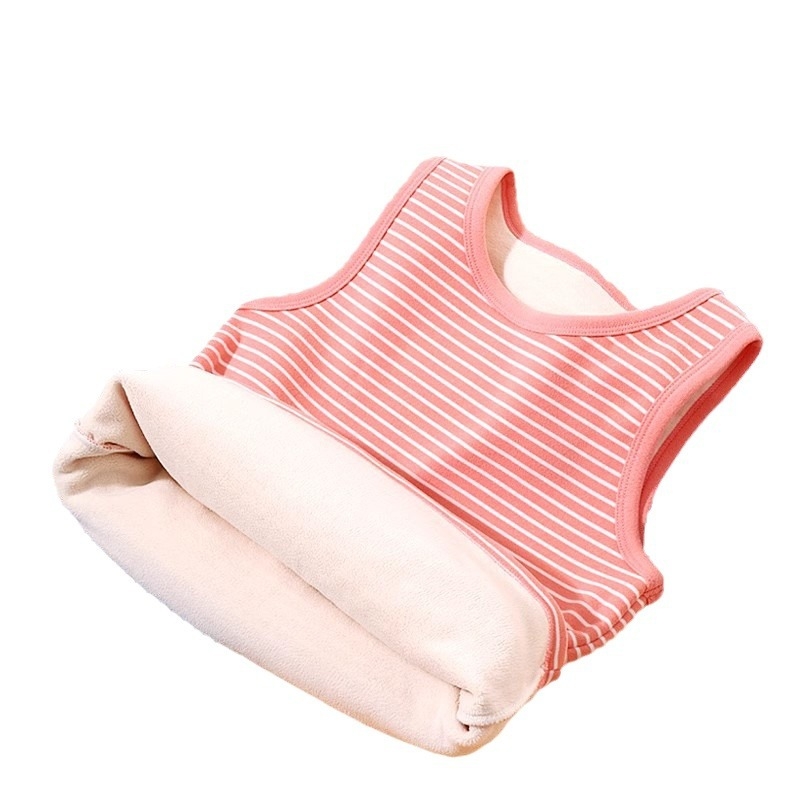 Παιδικό γιλέκο φλίς χωρίς μανίκια – unisex, με ριγέ σχέδιο και παχιά επένδυση φλίς