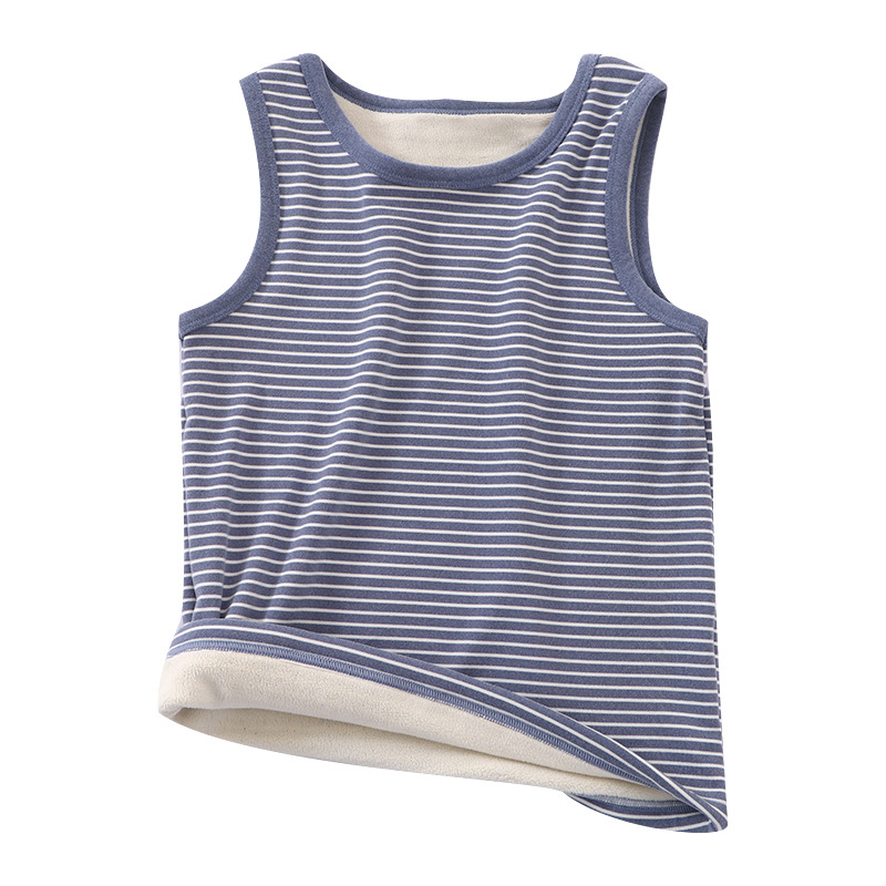 Παιδικό γιλέκο φλίς χωρίς μανίκια – unisex, με ριγέ σχέδιο και παχιά επένδυση φλίς