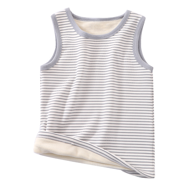 Παιδικό γιλέκο φλίς χωρίς μανίκια – unisex, με ριγέ σχέδιο και παχιά επένδυση φλίς